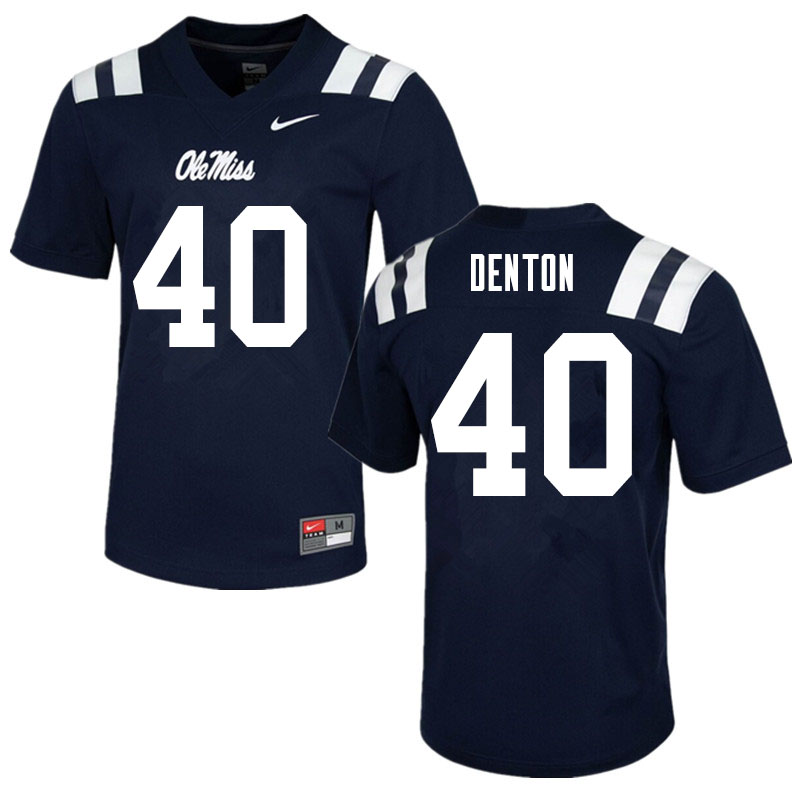 Men #40 Jalen Denton Ole Miss Rebels College Football Jerseys Sale-Navy